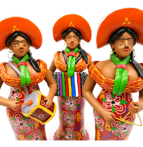 Estátua Trio De Forró Feminino Escultura Cerâmica Caruaru G
