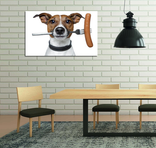 Vinilo Decorativo 20x30cm Jack Russell Comiendo Salchicha