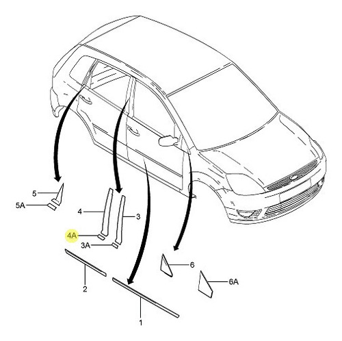 Cubierta Plastica Moldura Pilar   B   Ford Fiesta One 03/14