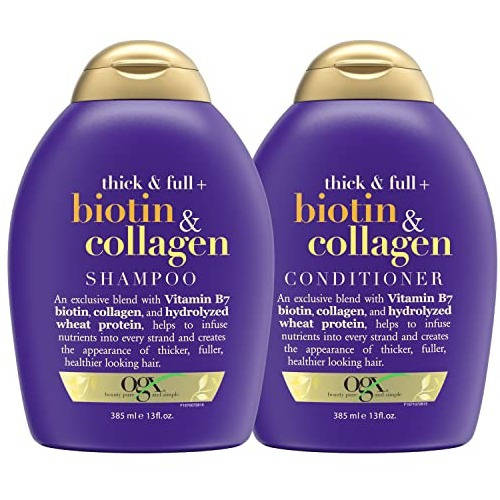 Set De ChampĂș Acondicionador Ogx Thick Full Biotin Collagen