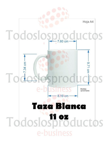 Imagen 8 de 10 de Taza Blanca Tlp 11oz Para Sublimación 72 Piezas Terminado Brillante