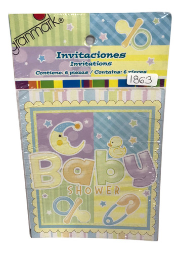 24 Invitaciones Baby Shower Bebe Patito Luna Tonos Pasteles 