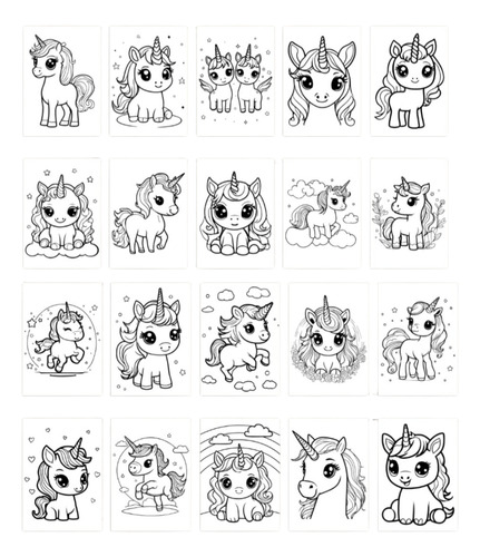 20 Páginas Para Colorear De Unicornio Digital Imprimible 