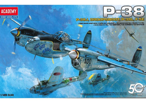 Academy #12282 P-38 Kit De Modelo De Plástico Lightning Esc