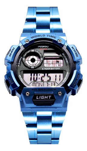 P1817db-m1601 - Reloj Pegaso Digital Azul P. Hora Mund.