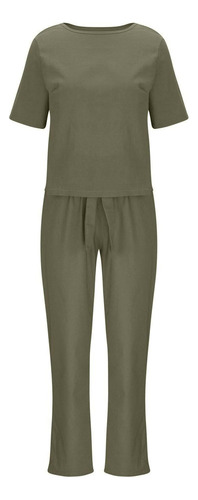 Conjunto De 2 Piezas Para Mujer Short Sets Algodón Lino