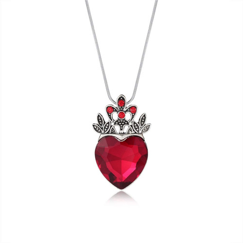 Collar De Reina De Corazones, Corazón Rojo, Joyería De Moda