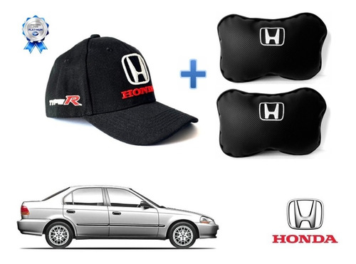 Gorra Bordada + Par Cojines Asiento Honda Civic 1997 A 2000