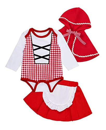 Disfraz De Caperucita Roja Para Niñas Bebé 3 Piezas