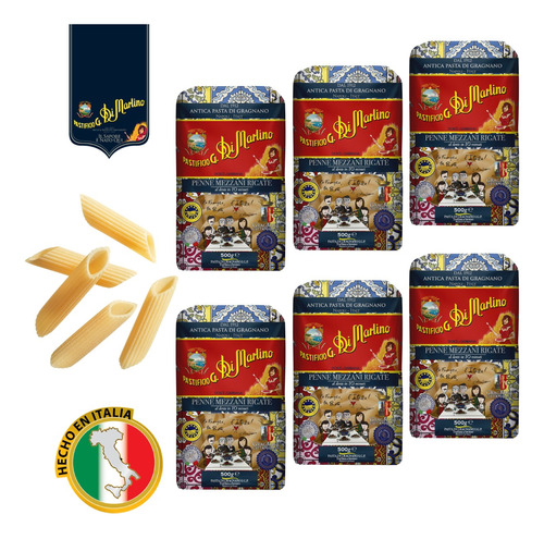 Pasta Italiana Gourmet Penne Rigate Di Martino - Pack X 6