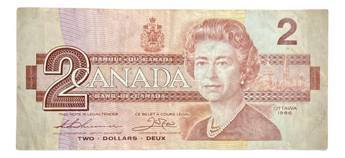 Billete 2 Dólares Canadá 1987 Pick 94 B.2 Elizabeth 2