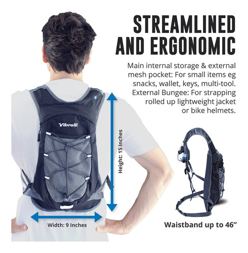 Vibrelli Hydration Pack & 2l Hydration Water Bladder High