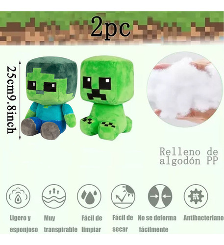 2piezas De Creeper Minecraft Calidad Superior Peluche
