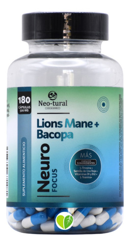 Neuro Focus Lions Mane (melena De Leon) 60 Cáps 500 Mg Sabor Sin sabor