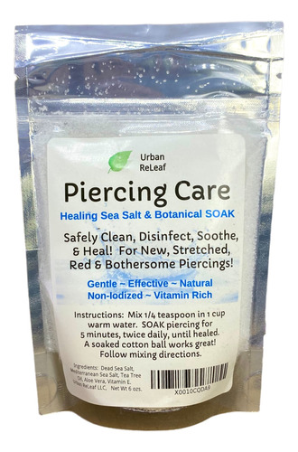 Urban Releaf Piercing Care 6 Oz, Sal Marina Curativa Y Remoj