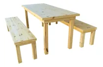 Comprar Mesa 2 Mts + 2 Bancos 2 Mts Madera Quincho Tablon Macizo