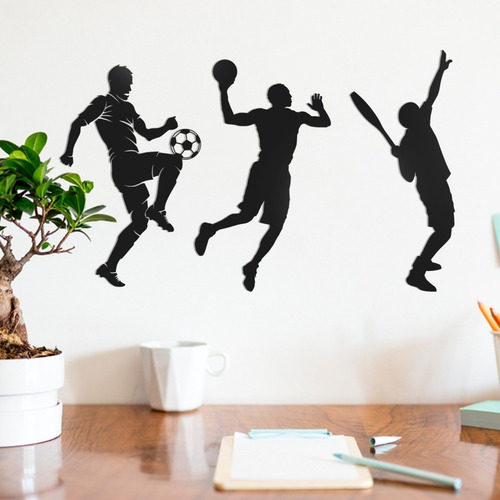 Trio Quadros Decorativo Parede Esportes 01 30cm