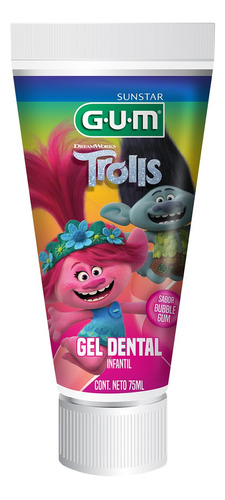 Gum Gum Trolls Gel Dental Infantil 75 Mililitros, Color, 75