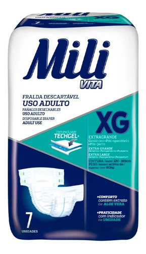 Fralda adulto Mili Vita Care XG 7 unidades