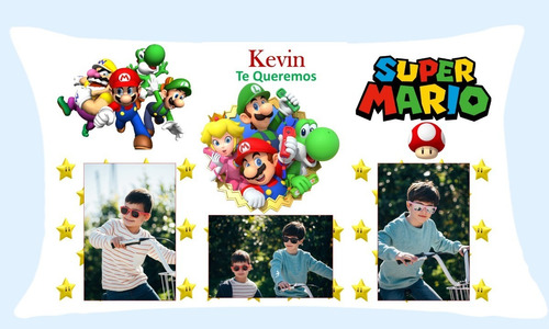 Almohadas Para Niño Súper Mario Bros Personalizado 50x30cm 