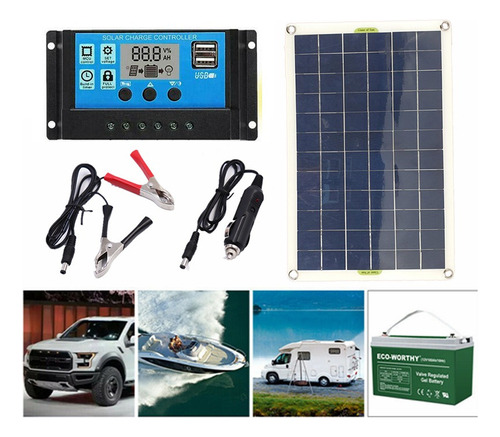 100w Panel Solar 100a Controlador Lcd 12v Cargador De Baterí