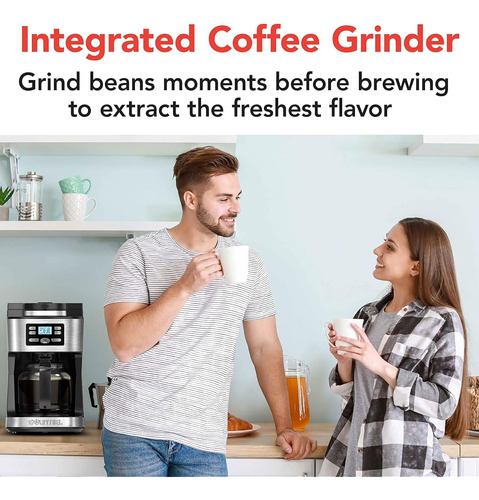 Cafetera Con Molino Integrado Gourmia 12 Tazas Negra Premium
