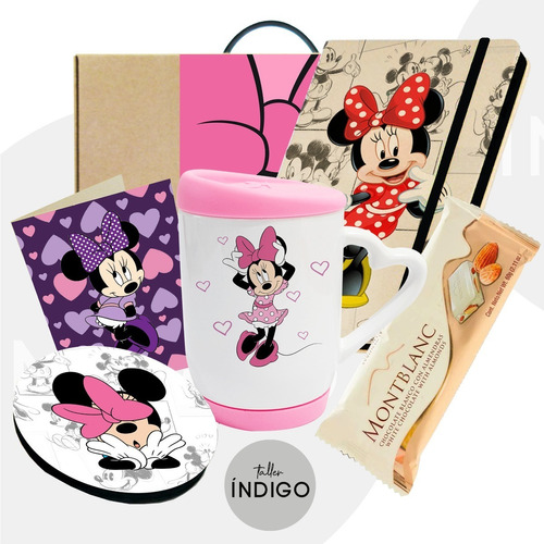 Combo Mug Tapa Silicona Minnie Mouse