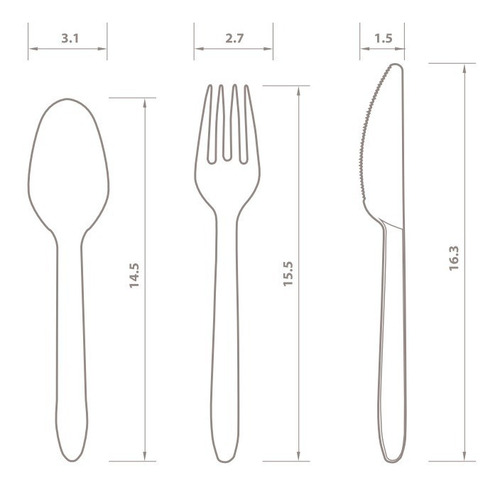 Cubiertos Medianos Wow Alto:15.5cm Reciclables 100pz 4/25
