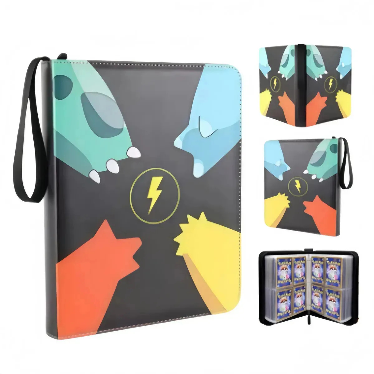 Fichário Álbum Para Cartas Pokémon 400 Cartas Fichário Álbum Com Zíper Cor Preto