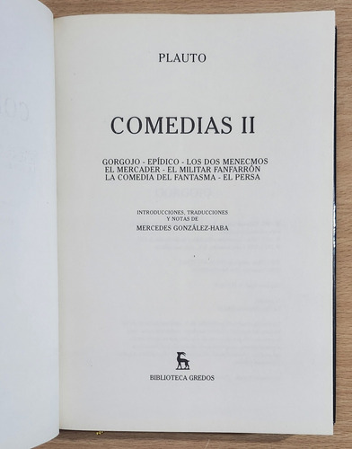 Plauto - Comedias 3 Tomos - Gredos (Usado)