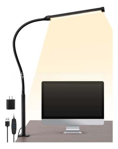 Luminária De Mesa Led Preta, 60 Cm, Braço Flexível, 10 W