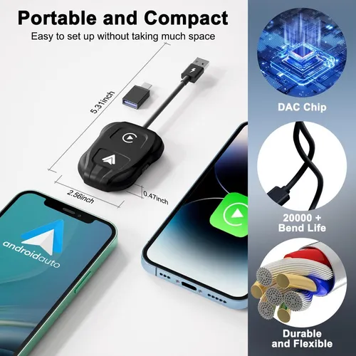 Adaptador Inalámbrico Car Play, Convertidor De Coche Android