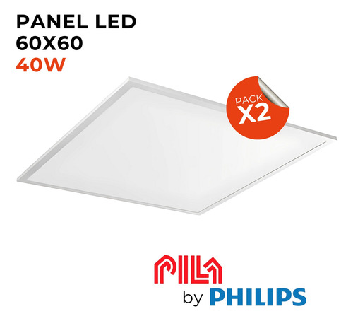 Panel Plafon Led Embutir 60 X 60 Cuadrado 40w Pack X 2 Blanco