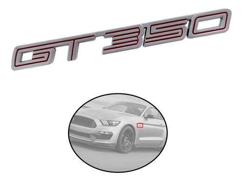 Emblema Lateral Mustang Gt-350 Cromado/rojo