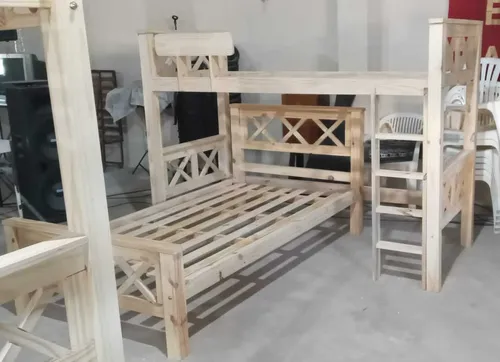 comprar Cama Superpuesta En L De Pino Macizo. Puente Baja+ 1 Plaza