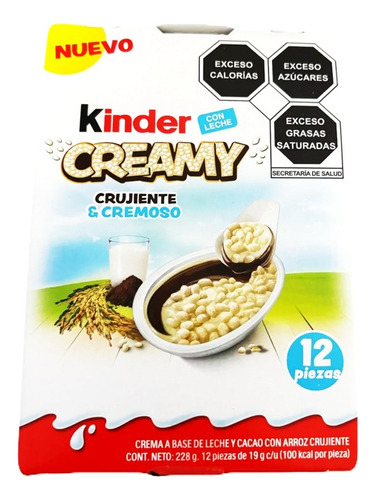 Kinder Creamy Crema De Cacao Cn Arroz Chocolate 12pz 228g