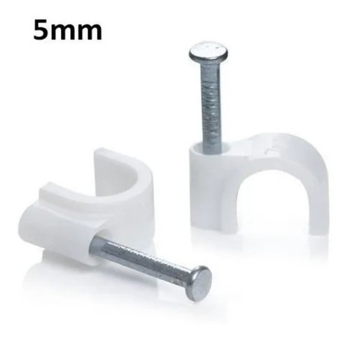 100pcs Grampo Fixa Fio Cabo Coaxial Miguelo 5mm Branco