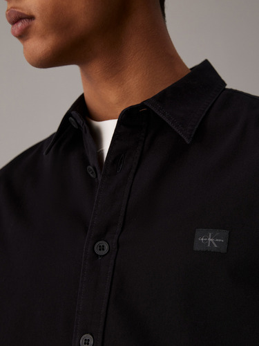 Camisa Con Etiqueta Tejida Negro Calvin Klein