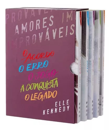 Box Amores Improváveis - Série Completa ( Coleção 5 Livros ) ( Novo /  Lacrado ) - Elle Kennedy - Editora Paralela - O Acordo , Erro , Jogo ,  Conquista , Legado