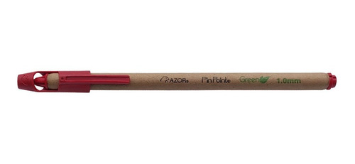 Boligrafo Azor Pin Point Green Rojo Mediano 1.0 Mm 12 Piezas