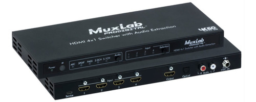 Muxlab Hdmi 4×1 Switcher With Audio Extraction, 4k/60