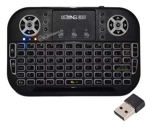 Mini Teclado Sem Fio 2.4g E Bluetooth Rgb Para Smart Tv E Pc