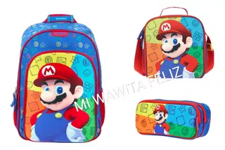 Pack Mario Colores Mochila Oficio + Lonchera + Cartuchera