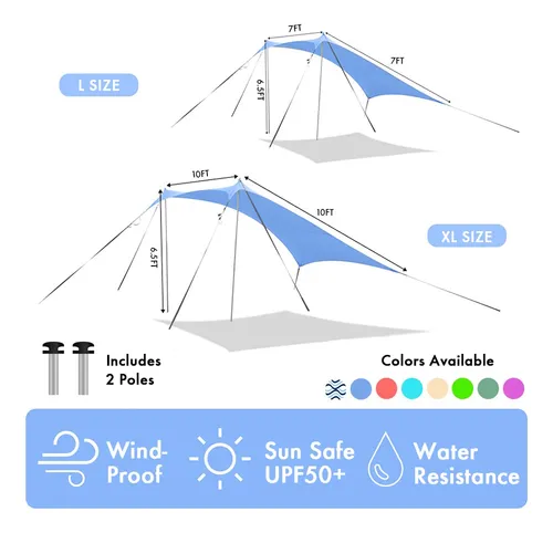 Toldo De Playa Resistente Al Viento 2,13 X 2,13 M Con Anclaj