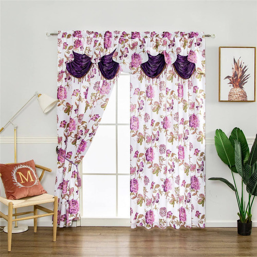 Helen Print Window Curtain Attached Valance Fancy Colle...