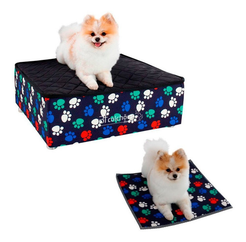 Caminha Box Pet + Lençol Impermeável E Colchonete Almofada