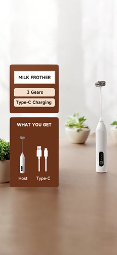 Agitador De Leche Recargable Por Usb