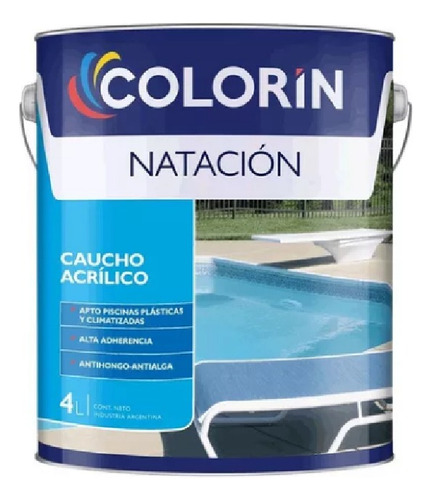 Combo Rodillo 22cm + Colorin Pileta Cemento Caucho Azul 4l