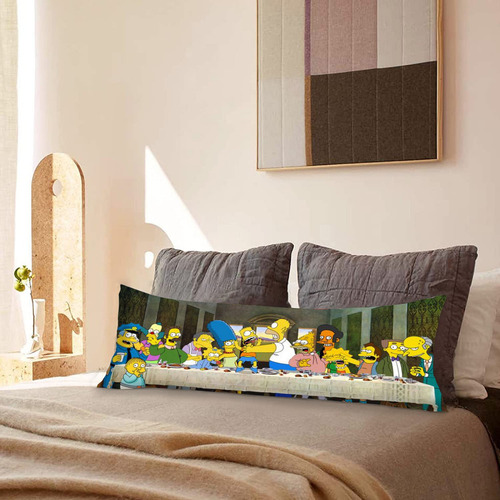 Cojin Almohada Larga Ultima Cena The Simpsons 35x100cm Diseño De La Tela Lisa
