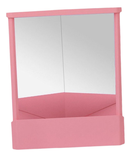Espejo De Maquillaje Sin Inversión, Diseño Delgado, Rosa